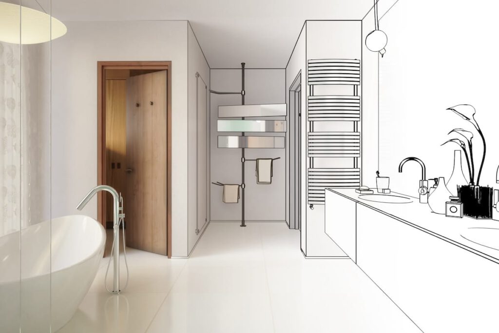 Elegantes Badezimmer 3D-Visualisierung