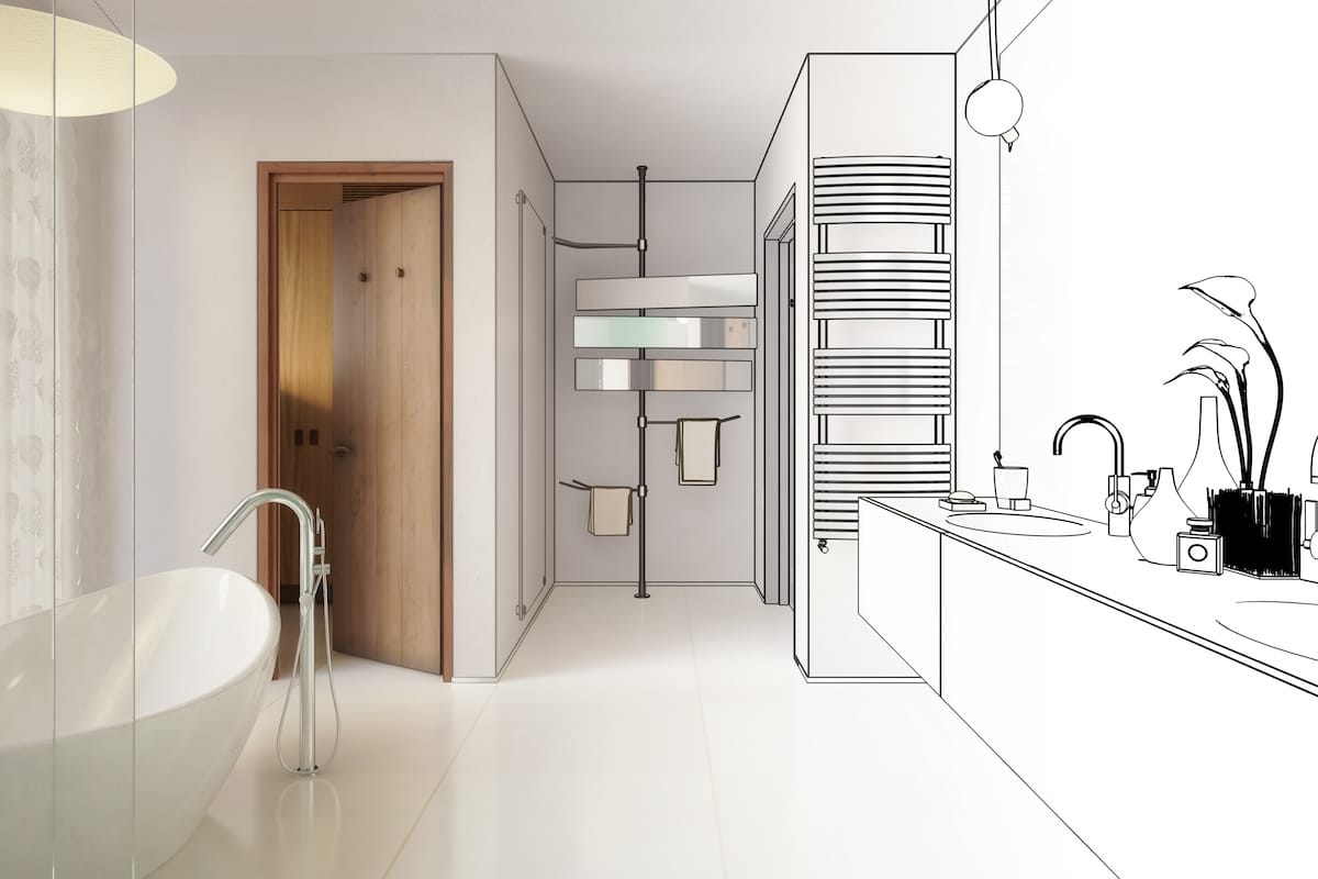 Elegantes Badezimmer 3D-Visualisierung